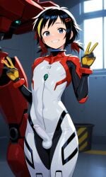 1boy 1femboy ai_generated balls blush brown_hair bulge dickgirl femboy feminine_male futa_sans_pussy futanari horny ian8766_(artist) intersex light-skinned_futa male male_on_futa marvel marvel_comics marvel_rivals partially_clothed peace_sign peni_parker peni_parker_(marvel_rivals) penis precum public rule_63 self_upload sweat teasing testicles trap yaoi