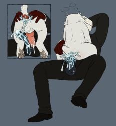 anal anal_sex animal_genitalia animal_penis anus ass avaya_(puppyratcat) balls bodily_fluids canid canine canine_genitalia canine_penis canis clothed clothing cowgirl_position cum cum_inside duo erection felvin_(puppyratcat) feral for_a_head from_front_position fur gaping gaping_anus genital_fluids genitals hand_on_butt hi_res holding_butt human human_on_feral humanoid humanoid_genitalia humanoid_penis interspecies knot machine male male/male male_penetrated male_penetrating male_penetrating_male mammal nub_tail nude object_head on_bottom on_top penetration penile penis puppyratcat robot sex simple_background skibidi_toilet spread_anus spread_butt spreading suit young zoophilia