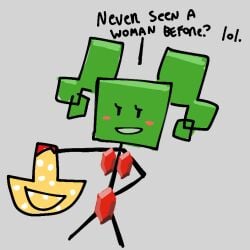 1girls censored clothes_removed convenient_censoring green_skin half-closed_eyes mimi_(super_paper_mario) paper_mario ruby_(gem) stick_figure super_paper_mario text twintails undressed