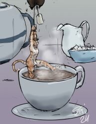 2024 ambiguous_gender anthro balls beverage bowl brown_hair container cup dated duo feet felid fur genitals gradient_background green_eyes guide_lines hair hi_res jeri_kleinlowe kick male mammal micro micro_male nipples nude nude_micro open_mouth orange_body orange_fur pantherine penis pitcher signature simple_background striped_body striped_fur stripes struggling sugar sugar_cube tea tea_cup tea_saucer teapot text tiger torture white_body white_fur white_text