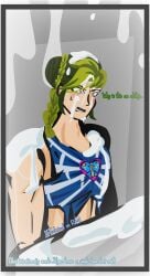 anime cum_everywhere cum_on_body cum_on_face dizzy green_hair jojo's_bizarre_adventure jolyne_kujo male rule_63