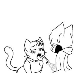 bittersweet_candy_bowl bodily_fluids brother_(lore) censored closed_eyes clothing cum domestic_cat dominant dominant_male duo fangs felid feline felis female genital_fluids genitals haley_(bcb) kneeling_oral_position male male/female mammal mike_(bcb) monochrome open_mouth penis ribbons scarf sibling_(lore) sister_(lore) tail teeth tongue tongue_out unknown_artist