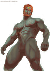 amber_eyes boner erect_nipples erection ganondorf green_skin looking_at_viewer male_only nude orange_hair penis randombaradude solo solo_male the_legend_of_zelda thick_thighs twilight_princess veiny_penis viewed_from_below yaoi yellow_sclera