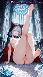 1girls 2025 ai_generated animal_ears anus ass bangs barefoot black_cloak blue_eyes blue_hair breasts cape cipher_(honkai:_star_rail) cloak feet hi_res highres honkai:_star_rail honkai_(series) hood hooded_cloak hoyoverse large_breasts leg_up legs legs_up lipstick long_hair looking_at_viewer naked_cape naked_cloak natsuyoru nipples nude open_mouth pale_skin patreon pussy sitting smile soles solo toes uncensored vagina voluptuous voluptuous_female