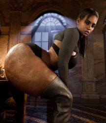 1girls 3d big_ass dark-skinned_female dat_ass fat_ass huge_ass looking_at_viewer resident_evil sheva_alomar thick_thighs vexonair