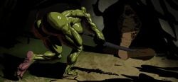 big_ass big_breasts feet giant_snake green_skin hunt mature_female muscular_female orc_female orcess sweating vkorg