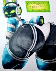 1girls artcontroller1 ass big_ass female lagomorph marker_(artwork) project_turboblast robot shiny source_request tempo_(project_turboblast) text thighs