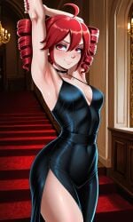 1girls 2025 ai armpit armpit_fetish armpits arms_up background black_dress classy dress female female_only kasane_teto looking_at_viewer nail_polish red_eyes red_hair tagme twin_drills utau vampiregurl