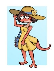 1girls amphibia amphibia_(series) anthro bella_(amphibia) cleavage clothed clothing disney female female_only salamander salamander_(amphibian) solo swampman