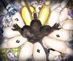 1boy 5girls after_sex ahe_gao anus ass ass_tattoo bar_censor bb_(fate) bb_dubai_(fate) black_dress blue_eyes blush bottomless bow breast_tattoo breasts breasts_out censored clothed_female_nude_male clothed_sex clothing_aside cum cum_in_pussy cumdrip dark-skinned_male dark_skin dress fate/extra fate/extra_ccc fate/grand_order fate_(series) female_ejaculation female_orgasm fingering folded from_above group_sex hair_ornament harem highres huge_breasts imminent_penetration kazuradrop_(fate) large_breasts large_penis long_hair maabo_harusame meltryllis_(fate) multiple_girls netorare nipples nude one_breast_out open_mouth orgasm passionlip_(fate) penis piledriver_(sex) pink_eyes prosthesis prosthetic_leg purple_eyes purple_hair pussy pussy_juice queen_of_spades_symbol ribbon sakura_five sex short_hair smile spade_(shape) spread_legs steaming_body straight sweat tattoo thighhighs thighs top-down_bottom-up very_long_hair violet_(fate) white_thighhighs yellow_ribbon