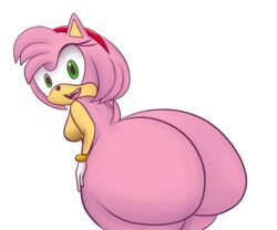 amy_rose ass big_ass black_nose breasts butlova female female_only green_eyes huge_ass medium_breasts open_mouth pink_fur presenting presenting_hindquarters sega simple_background solo sonic_(series)