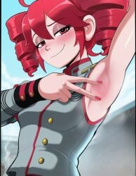 ai alternate_version_available armpit armpit_fetish armpits arms_behind_head arms_up kasane_teto kasane_teto_(sv) looking_at_viewer nail_polish red_eyes red_hair red_nails smug smug_expression smug_eyes smug_face smug_grin smug_smile synthesizer_v tagme twin_drills vampiregurl