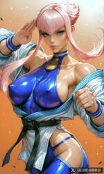 ai_generated busty capcom erect_nipples female female_focus female_only goldeneramanga hourglass_figure manon_legrand nipple_bulge pink_hair street_fighter street_fighter_6 tagme wide_hips