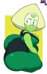 1girls ass big_ass big_breasts breasts cartoon_network female gem_(species) jutsapostion large_ass peridot_(steven_universe) simple_background steven_universe thick_ass worried
