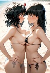 2girls ai_generated amagami angry ayatsuji_tsukasa bikini catfight competitive competitive_intercourse competitive_sex female naked rivalry rivals sexfight staredown tanamachi_kaoru wrestling yuri