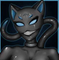 bodysuit corruption furry glowing glowing_eyes latex_bodysuit latex_suit shiny shiny_skin skin_suit tail