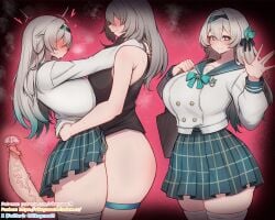 <3 1futa 1girls blush cum_in_pussy cumming firefly_(honkai:_star_rail) firefly_(spring_missive)_(honkai:_star_rail) futa_on_female futanari grey_hair heart honkai:_star_rail large_breasts pleated_skirt rikuguma sailor_collar school_uniform standing_missionary standing_sex steam stelle_(honkai:_star_rail) thick_thighs thighhighs waist_grab waving x-ray