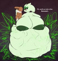 2024 3_fingers 3_toes areola belly big_belly big_breasts biscuit_(meloeatta) bloated bodily_fluids body_outline breast_imprints breast_rest breasts brown_body brown_fur colored dialogue digestion digestion_noises digital_drawing_(artwork) digital_media_(artwork) dominant dominant_female duo eevee empty_eyes evil_grin eyelashes eyeshadow fatal_vore feet female female_pred fingers fluffy fluffy_tail fur generation_1_pokemon generation_9_pokemon gradient_background green_areola green_body green_eyeshadow green_fur green_nipples hand_imprint hi_res huge_belly huge_breasts hyper hyper_belly hyper_breasts imprint inside_stomach makeup male male_prey mass_vore meloeatta meowscarada motion_lines nintendo nipples onomatopoeia pokemon pokemon_(species) red_eyes rumbling_stomach simple_background smile solo_focus sound_effects standing stylized_empty_eyes sweat sweatdrop tail text tilde_after_text toes tremble_spikes unwilling_prey vore white_body white_fur white_text worried