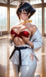 ai_generated big_breasts bra breasts busty capcom cleavage female female_focus female_only karate karate_gi makoto_(street_fighter) shiki3790 street_fighter tagme