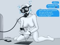 1girls aqua_enjoyer aquaphilia asphyxiation black_and_white bondage breath_play breathplay drowning female female female_only handcuffs naked naked_female suffocation underwater underwater_peril