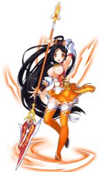 1girls ara_haan black_hair breasts edit edited elsword falmataz female nipples nude_filter solo solo_focus spear yellow_eyes