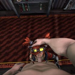 3d blowjob borderlands borderlands_2 gaige_(borderlands) green_eyes no_artist_signature no_source pov red_hair source_filmmaker