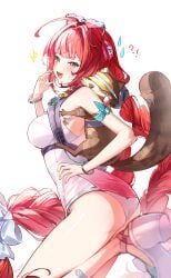 1girls absurd_res ass bikini_bottom blush green_eyes heeled_sandals hoyoverse kkopoli large_breasts mihoyo raccoon red_hair sandals smug sunglasses surprised swimsuit ukinami_yuzuha zenless_zone_zero