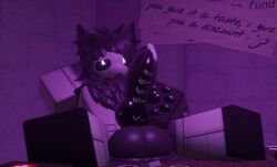 3d black_fur black_hair black_skin changed_(video_game) contained_infected_subject_(thunder_scientific_corporation_(fallingz1) floor furry furry_only male male_focus male_only penis roblox roblox_game robloxian sitting sitting_on_floor tagme thunder_scientific_corporation_(fallingz1)