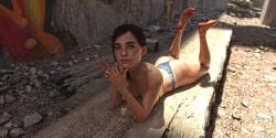 1girls 3d ass athletic athletic_female blue_eyes breasts brown_hair bubble_butt busty dboxx ellie_(the_last_of_us) ellie_williams female female_focus freckles freckles_on_face g-string hourglass_figure legs long_hair lying lying_on_stomach panties petite pinup pinup_pose pose posing sunbathing tagme tank_top the_last_of_us the_last_of_us_2 thong thong_underwear tied_hair topless wide_hips