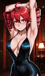 1girls 2025 ai armpit armpit_fetish armpits arms_up background big_breasts big_breasts black_dress classy dress female female_only kasane_teto looking_at_viewer nail_polish red_eyes red_hair tagme twin_drills utau vampiregurl
