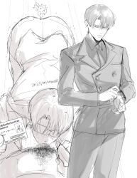 attack_on_titan blindfold blowjob gay gay_blowjob levi_ackerman male male/male male_only shingeki_no_kyojin yaoi