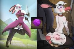 absurd_res anal anal_sex anthro bad_end before_and_after bodily_fluids body_writing breasts canid canine clothing collar comic critical_failure critical_role croqs cum cum_in_mouth cum_inside cum_on_face cum_on_penis dagger defeat_sex defeated defeated_hero defeated_heroine detailed_background dice dice_roll double_penetration dungeons_and_dragons eros_the_rabbit fantasy fellatio female fight forced full-length_portrait game_over gameplay_mechanics gangbang genital_fluids genitals group group_sex hasbro hi_res jumping kneeling kneeling_oral_position knife lagomorph leporid male male/female mammal melee_weapon nipples nude oral oral_penetration panties penetration penile penis portrait profanity purple_eyes rabbit rape rogue scared scared_expression scared_face sex shocked sitting slave solo stunned tagme thief thief_outfit trio underwear vaginal_penetration vaginal_penetration weapon wizards_of_the_coast