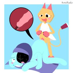 astro_(dandy's_world) blue_body dandy's_world duo feline feline genderbent paper penis penis_in_ass scraps_(dandy's_world) yellow_body