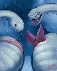 2_penises 4:5 animal_genitalia animal_penis animal_vulva bodily_fluids diphallia diphallism duo female feral fromsoftware genital_fluids genitals great_serpent_(sekiro) hemipenes hi_res kouhaku773 male multi_genitalia multi_penis open_mouth penis precum reptile scalie sekiro:_shadows_die_twice snake snow tongue white_body