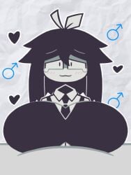 2boys :3 abbie_(fundamental_paper_education) adorable animated anon beat_banger big_breasts black_hair bow breasts busty_boy cute fundamental_paper_education gay heart_symbol large_breasts looking_at_viewer male male/male male_only male_pov male_symbol male_with_breasts mars_symbol paizuri paizuri_under_clothes pov school_uniform simple_background smile tears tie white_skinned_male wtf