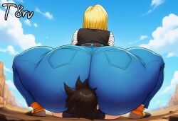 ai_generated android_18 ass ass ass_bigger_than_head ass_focus ass_in_face big_ass buttcrush clothed clothing dragon_ball dragon_ball_super dragon_ball_z face_in_ass facesitting jeans t8r