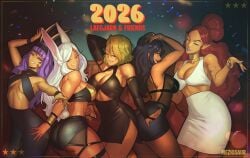 2026 2d 2d_(artwork) 5girls abs animal_ears armpits arms_up artist_name ass bangle big_ass big_breasts bleach bracelet breasts character_name choker cleavage closed_eyes clothed clothed_female crossover dancing dark-skinned_female dark_skin dress earrings fate_(series) female female_only fire_emblem gerudo hair_over_one_eye jewelry laegjarn_(fire_emblem) large_breasts light-skinned_female light_skin lipstick long_hair makeup medium_breasts meziosaur miruko mole multiple_girls muscle muscular_female my_hero_academia nightclub nitocris_(fate) nitocris_(fate/grand_order) pencil_skirt pointy_ears ponytail purple_hair questionable red_hair shihouin_yoruichi sideboob skirt smile stars the_legend_of_zelda the_legend_of_zelda:_breath_of_the_wild thick_thighs thighhighs toned urbosa watermark