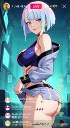 ai_generated cheating cheating_girlfriend covered_nipples cyberpunk cyberpunk:_edgerunners cyberpunk_2077 cyberpunk_clothes cyberpunk_girl dirty_talk female from_below kissing looking_at_another looking_at_partner looking_at_viewer lucyna_kushinada medium_breasts naughty naughty_face naughty_girl naughty_smile neon netorare nsfw ntr outfit pose seductive seductive_body seductive_expression seductive_eyes seductive_female seductive_look seductive_mouth seductive_pose seductive_smile sexy sexy_armpits sexy_body sexy_clothing sexy_dress sexy_female sexy_pose short_hair skirt skirt_lift skirt_up stream streamer streaming sweat sweaty sweaty_body tagme video voice voice_acted