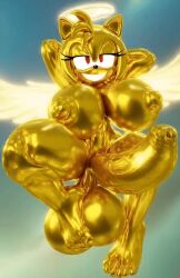 1futa ai_generated amy_rose angel animated feet flapping_wings flying foot_on_balls futa_only futanari glowing gold_body golden_body golden_skin grin halo hands_behind_head huge_breasts huge_nipples huge_thighs hyper_balls hyper_penis metallic_body red_eyes solo sonic_(series) sonic_the_hedgehog_(series) transformation wings