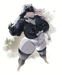 1girls animal_ears anthro big_breasts blindfold breasts brown_eyes cleavage cosplay darkriallet eyewear female female_only highleg_leotard horns huge_breasts legwear leotard mature mature_female mature_woman milf mother nier nier:_automata nier_(series) plump solo solo_female thick_thighs thighhighs thighs toriel undertale voluptuous voluptuous_female white_body white_leotard white_skin yorha_2b_(cosplay)