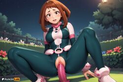 1girls ai_generated arm_support blush blush_stickers bodysuit boku_no_hero_academia boots breasts brown_eyes brown_hair bush crotch_cutout dildo dildo_in_pussy dildo_insertion dildo_riding female female_masturbation female_only flower grass hi_res lamppost looking_at_viewer m_legs masturbation medium_breasts my_hero_academia night night_sky object_insertion ochako_uraraka open_mouth outdoors pink_dildo pussy pussy_juice riding_dildo rule34lab short_hair sidelocks sky smile solo spread_legs squatting squatting_on_dildo star_(sky) starry_sky superhero teeth tree uncensored uraraka_ochako vaginal_insertion vaginal_masturbation vaginal_object_insertion vaginal_penetration
