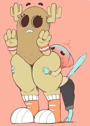 1boy 1girls ass ass_worship big_ass big_thighs blush boyfriend-girlfriend canon_couple cartoon_network couple elchilenito gumball_watterson heavy_blush height_difference huge_thighs penny_fitzgerald penny_fitzgerald_(peanut) shorter_male size_difference tail_boner taller_girl the_amazing_world_of_gumball thick_thighs