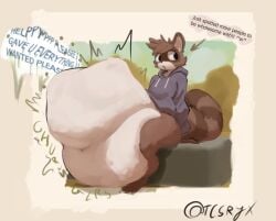 anthro begging begging_for_help begging_for_life begging_for_mercy begging_to_stop calling_for_help casual casual_vore churn churning churning_stomach cruel cruel_pred cruelty digesting digesting_prey digestion digestion_noises english english_dialogue english_text fatal fatal_vore femboy femboy_focus furaffinity furry hoodie hoodie_only hyper hyper_belly male male_focus male_only mammal mammal_humanoid movement_lines pleading pleading_for_help procyonid procyonid_humanoid raccoon raccoon_boy raccoon_humanoid screaming screaming_in_agony screaming_in_pain screaming_prey simple_background sitting striped_markings striped_tail tcsrjx vore vore_belly yelling
