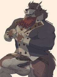 anthro balls big_balls big_penis bulge canine clothed clothing erection erection_under_clothes jockstrap looking_at_viewer male male_only mammal muscular muscular_male penis penis_outline smile solo standing underwear vein veiny_penis werethrope werethrope_laporte