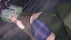 1girls 3d 3d_(artwork) 3d_model ass ass_focus bare_shoulders behind_view bent_over big_ass big_breasts breasts collar detached_sleeves elbow_gloves female female_only finger_to_mouth fingerless_gloves fishnet_armwear fishnet_shirt fishnet_topwear fishnets from_behind froot fuck_me_eyes gloves goth goth_girl green_eyes green_hair grey_hair hairclip horn_piercing horns indie_virtual_youtuber koikatsu large_ass leaning_on_table looking_at_viewer looking_back multicolored_hair naughty_face painted_nails pale-skinned_female pale_skin petite pointy_ears pose posing presenting presenting_ass presenting_hindquarters purple_nails seductive seductive_look seductive_pose seductive_smile sexy sexy_pose short_hair shorts slim_waist smile solo spiked_collar thighhighs virtual_youtuber vtuber wickafterdark wide_hips
