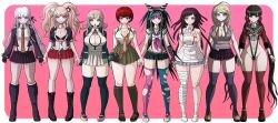 6+girls 8girls absurdres ahoge akamatsu_kaede bandages bear_hair_ornament blonde_hair blush boots bracelet breasts camera cleavage curvy danganronpa danganronpa:_trigger_happy_havoc danganronpa_(series) danganronpa_2:_goodbye_despair danganronpa_v3:_killing_harmony ear_piercing enoshima_junko female female_focus female_only freckles full_body gloves gluteal_fold hair_ornament harukawa_maki highres jewelry junko_enoshima kirigiri_kyoko kirigiri_kyouko koizumi_mahiru large_breasts long_hair looking_at_viewer matching_hair/eyes medium_breasts middinos miniskirt mioda_ibuki mole mole_on_breast mole_under_eye multicolored_hair multiple_girls musical_note nail_polish nanami_chiaki necktie nurse panties pantyshot piercing pink_eyes pink_hair purple_eyes purple_hair red_eyes red_hair ring short_hair simple_background skindentation skirt slingshot_swimsuit streaked_hair swimsuit tattoo thick_thighs thighhighs thighs torn_clothes torn_thighhighs tsumiki_mikan twintails underboob underwear very_long_hair