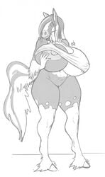 anthro big_breasts bottomless breasts clothed clothing equine female horse huge_breasts hyper hyper_breasts mammal ndragon3 nipples pussy shirt solo tank_top thick_thighs voluptuous wide_hips