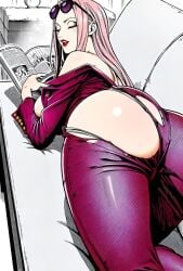 ai_generated animated animation ass ass_focus big_ass female female_only hi_res high_resolution highres hina_(one_piece) long_hair lying lying_on_stomach one_piece pink_hair reading rsweet tagme torn_clothes video