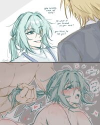 2boys anaxa_(honkai:_star_rail) begging begging_for_mercy bite_mark brat brat_taming bratty bratty_correction crying gay heart-shaped_pupils holding_hair honkai:_star_rail khaslana_(honkai:_star_rail) male male_only moaning phainon_(honkai:_star_rail) pulling_hair rough_sex yaoi