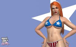 3d 3d_(artwork) absurd_res american_flag_bikini bare_shoulders blender candy_suxxx cleavage collarbone emotionless_female expressionless female_only femsub grand_theft_auto grand_theft_auto:_vice_city hands_on_hips huge_breasts logo mature_female navel simple_background text watermark yas-prototype1